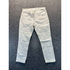 7 For All Mankind Jeans Womens 28 The Skinny Crop and‎ Roll White Denim Jeans
